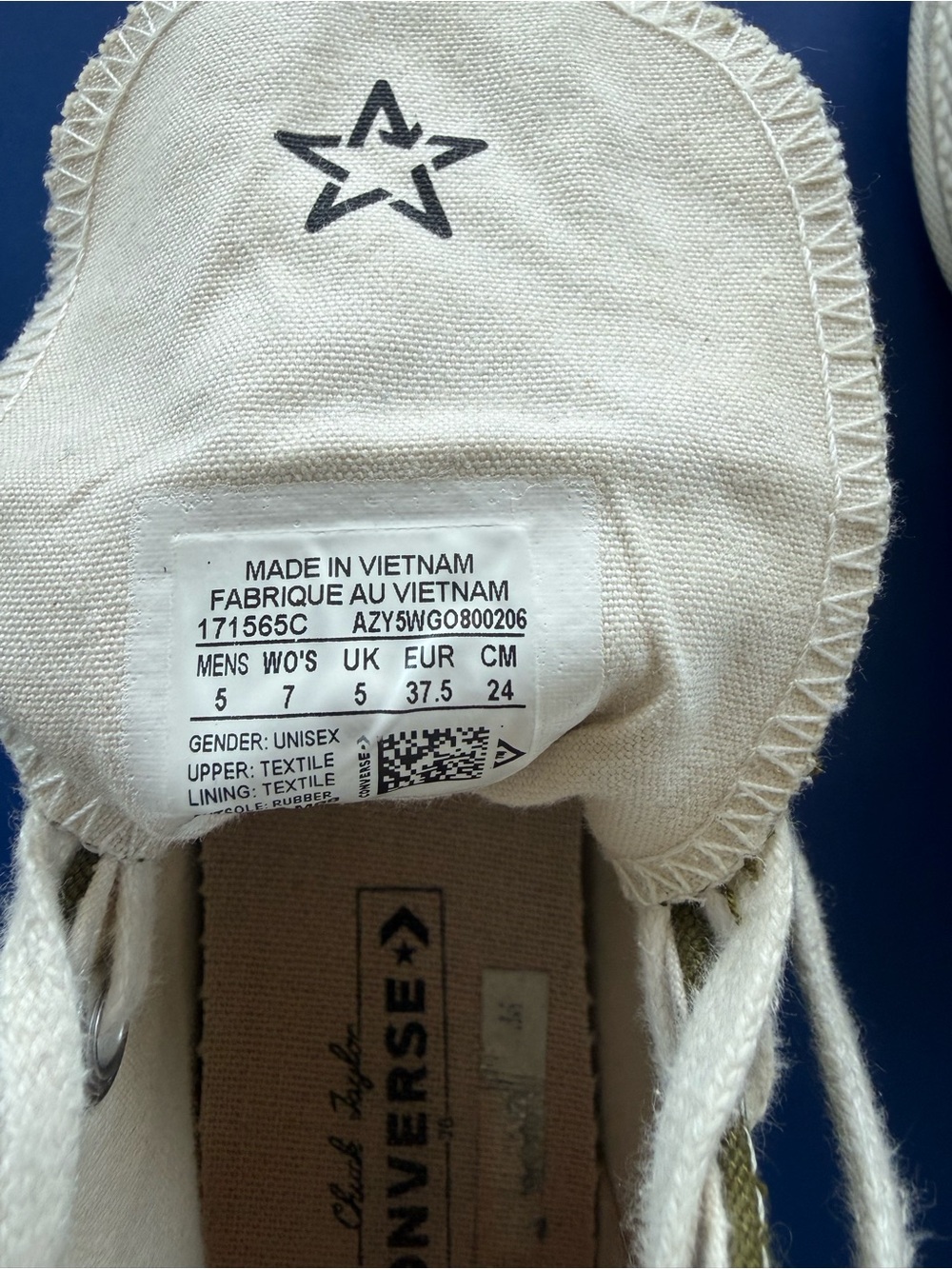 Converse High-Top Sneakers in Olive Green and White - Picture 3 of 5